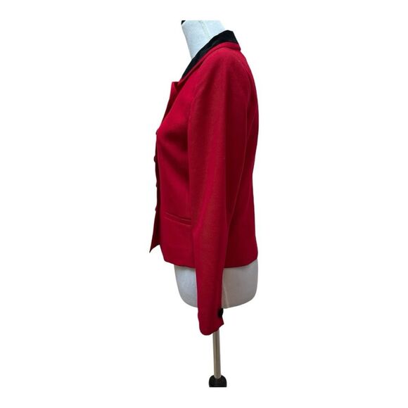 Talbots Red‎ Velvet Collar 100% Wool Winter Office  Blazer Size 2P - Picture 3 of 11